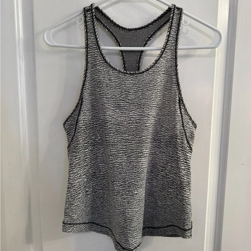 Lululemon Long Distance Tank Sheer Luon Pebble Jacquard V1 White Black